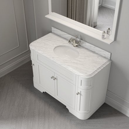 Claridge Matt White Carrara Marble Vanity Unit 1200mm