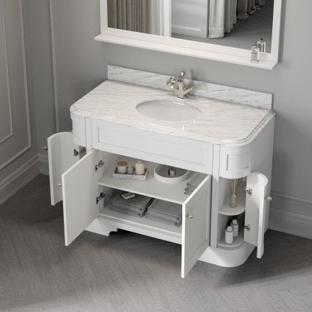 Claridge Matt White Carrara Marble Vanity Unit 1200mm