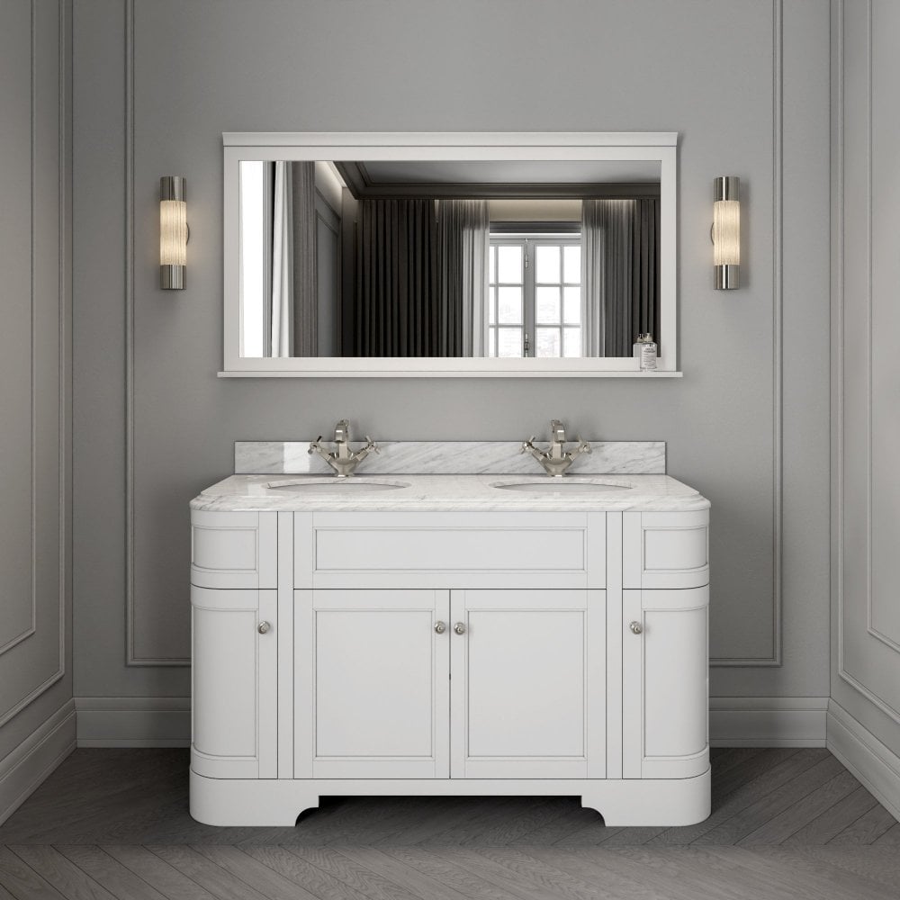 Claridge Matt White Carrara Marble Vanity Unit 1400mm
