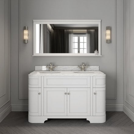 Claridge Matt White Carrara Marble Vanity Unit 1400mm