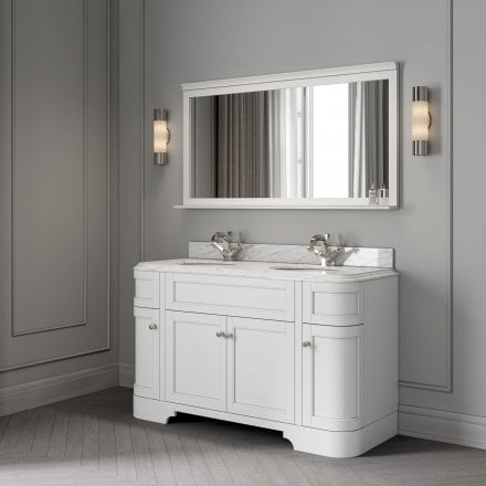 Claridge Matt White Carrara Marble Vanity Unit 1400mm