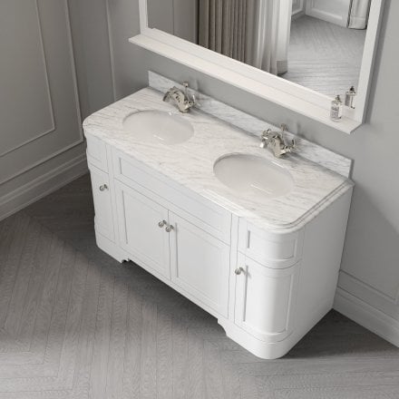 Claridge Matt White Carrara Marble Vanity Unit 1400mm