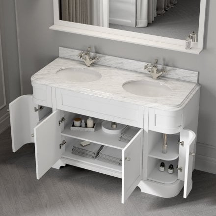 Claridge Matt White Carrara Marble Vanity Unit 1400mm