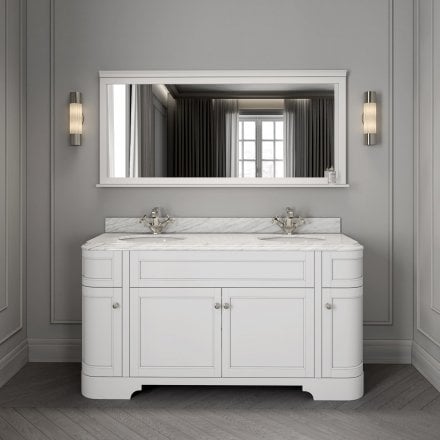 Claridge Matt White Carrara Marble Vanity Unit 1600mm