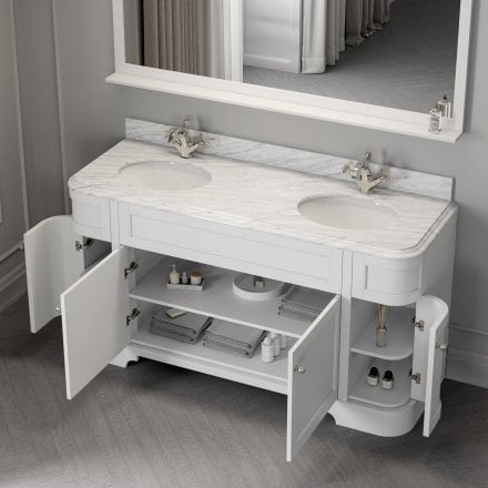 Claridge Matt White Carrara Marble Vanity Unit 1600mm