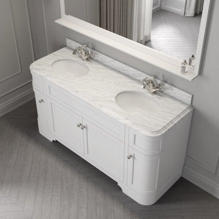 Claridge Matt White Carrara Marble Vanity Unit 1600mm