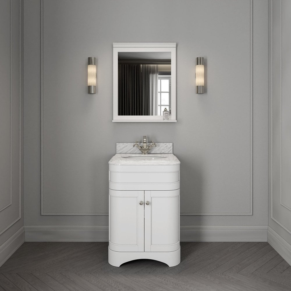 Claridge Matt White Carrara Marble Vanity Unit 600mm