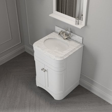 Claridge Matt White Carrara Marble Vanity Unit 600mm