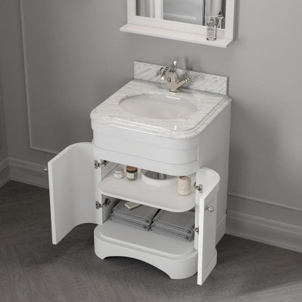 Claridge Matt White Carrara Marble Vanity Unit 600mm