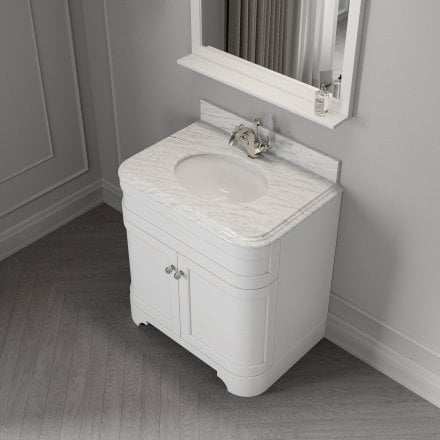 Claridge Matt White Carrara Marble Vanity Unit 800mm