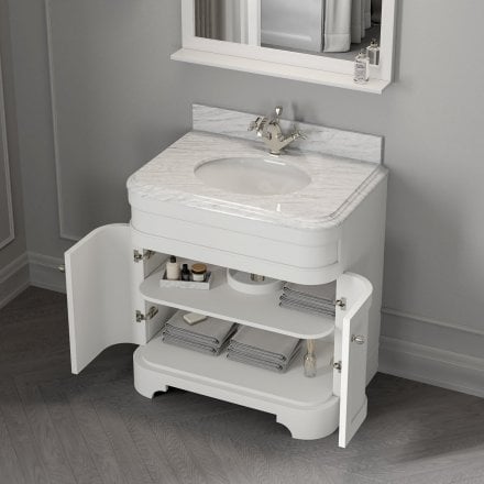 Claridge Matt White Carrara Marble Vanity Unit 800mm