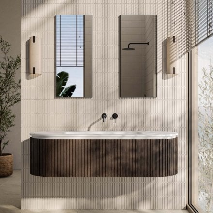 Comano 1500mm Matt White & Walnut Vanity Unit