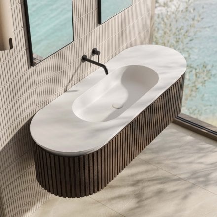 Comano 1500mm Matt White & Walnut Vanity Unit