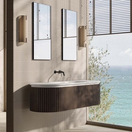 Comano 1500mm Matt White & Walnut Vanity Unit