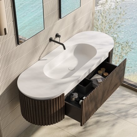 Comano 1500mm Matt White & Walnut Vanity Unit