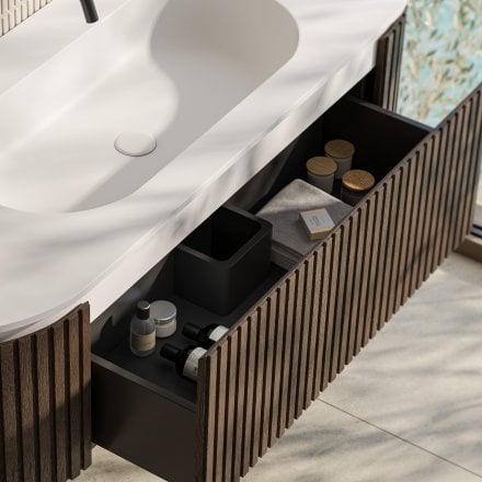 Comano 1500mm Matt White & Walnut Vanity Unit
