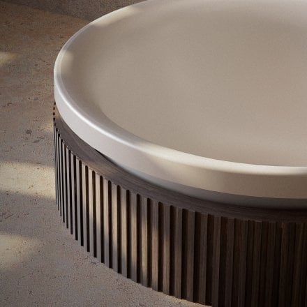 Comano 380mm White & Walnut Countertop Basin