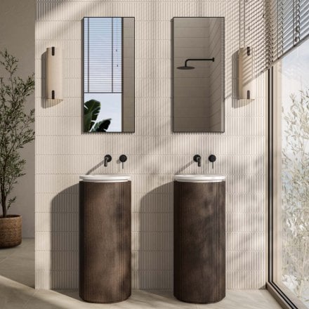Comano 380mm White & Walnut Freestanding Basin