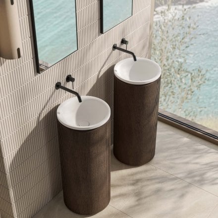 Comano 380mm White & Walnut Freestanding Basin