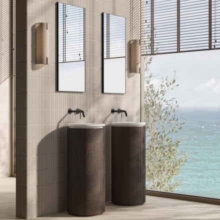 Comano 380mm White & Walnut Freestanding Basin