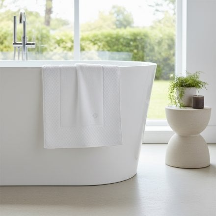 Duchy White Combed Cotton Bath Mat
