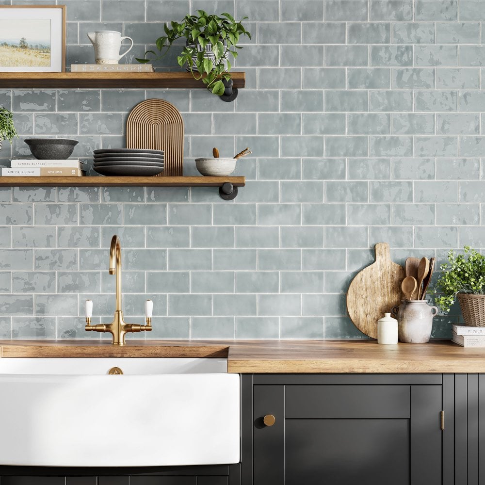 Duck Egg Gloss - Crafted Smooth Ceramic Wall Tile 75 x 150mm