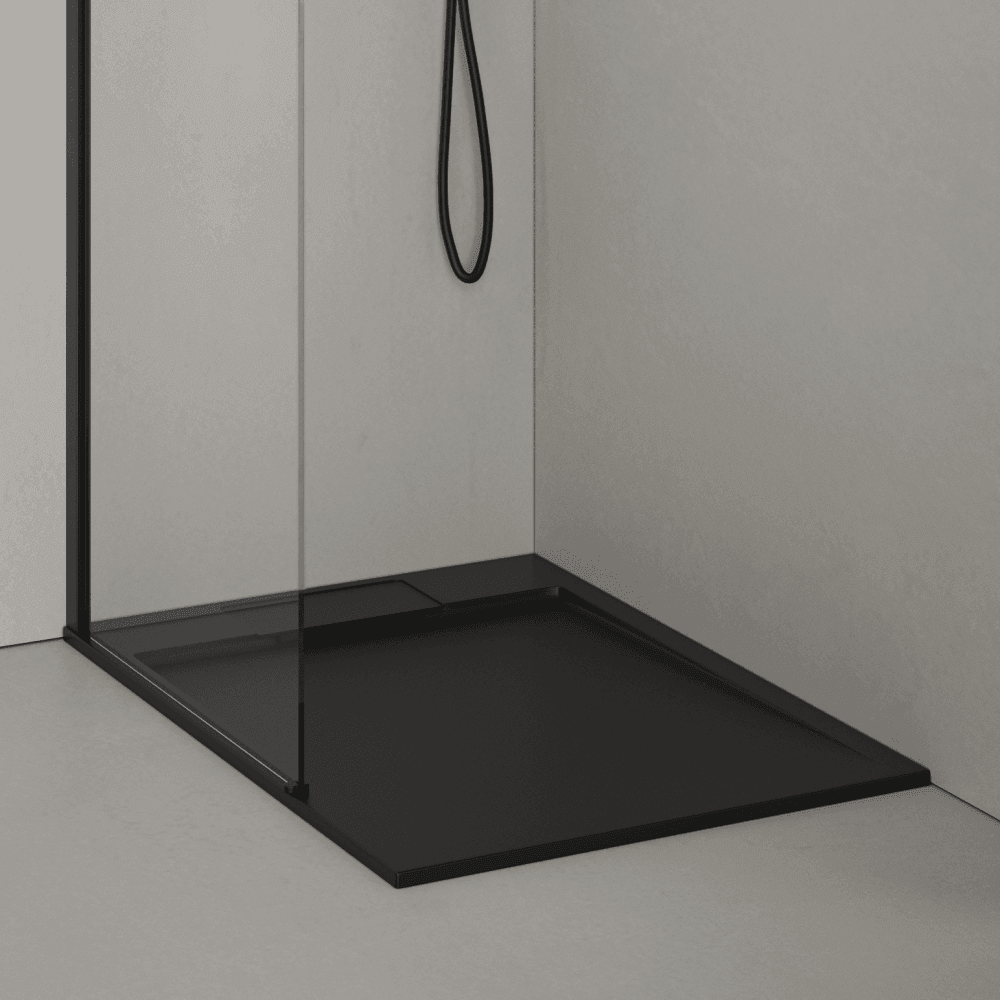 Edge Matt Black Stone Resin Shower Tray & Waste
