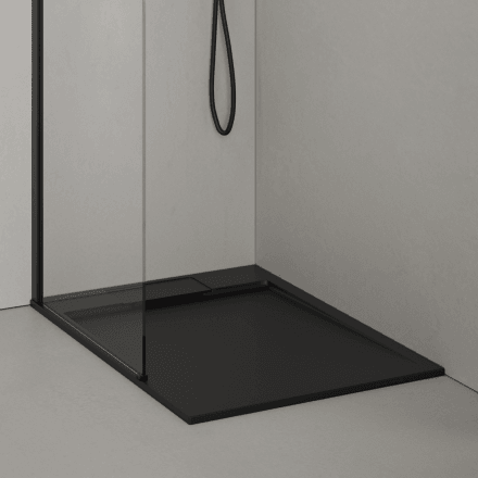Edge Matt Black Stone Resin Shower Tray & Waste