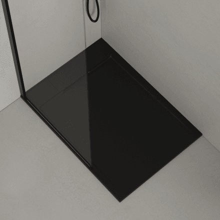 Edge Matt Black Stone Resin Shower Tray & Waste