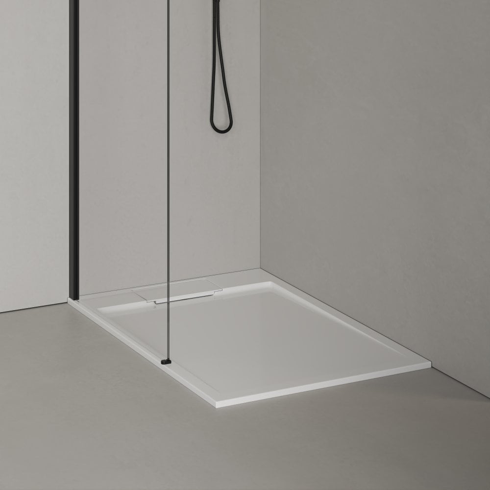 Edge Polished White Stone Resin Shower Tray & Waste