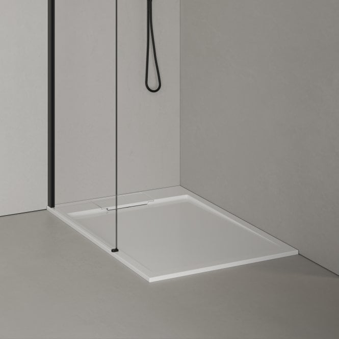 Edge Polished White Stone Resin Shower Tray & Waste