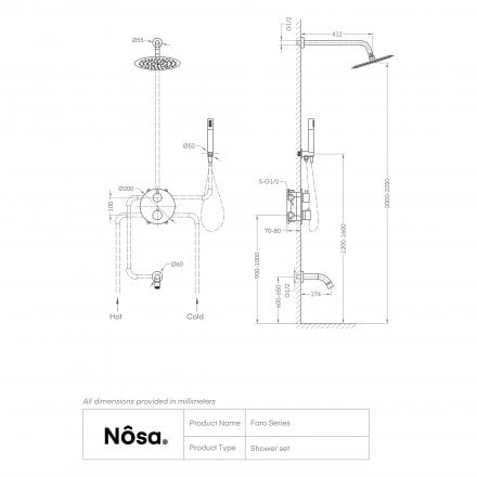 Faro 3-Way Thermostatic Shower With Handheld Shower & Bath Spout
