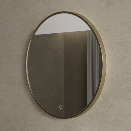 Faro Brushed Gold Round Mirror with Light 800mm
