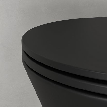 Faro Matt Black Back To Wall Rimless Toilet with Concealed Cistern and Matt Black Flush Plate