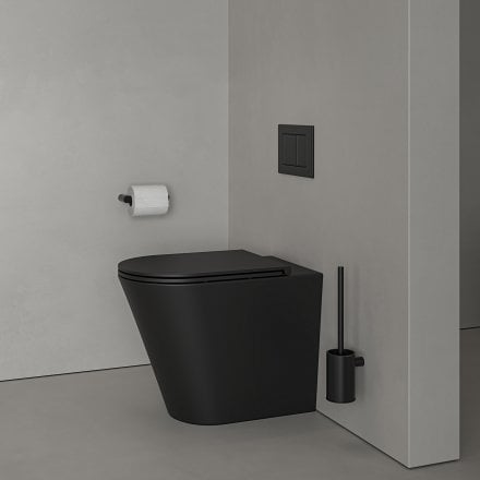 Faro Matt Black Back To Wall Rimless Toilet with Concealed Cistern and Matt Black Flush Plate