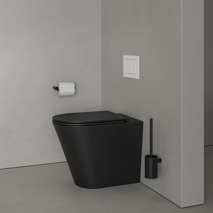 Faro Matt Black Back To Wall Rimless Toilet with Concealed Cistern and Matt White Flush Plate