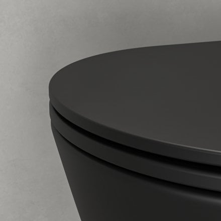 Faro Matt Black Close Coupled Toilet with Matt Black Push Button Flush