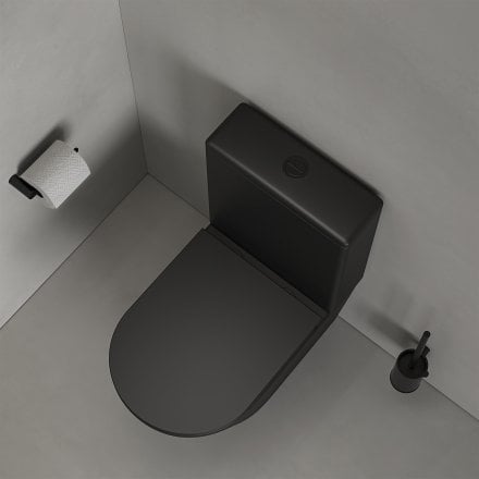 Faro Matt Black Close Coupled Toilet with Matt Black Push Button Flush