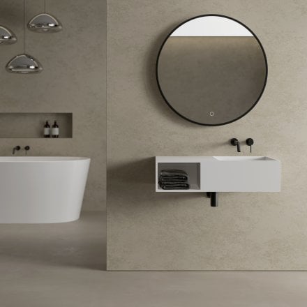Faro Matt Black Round Mirror with Light 800mm