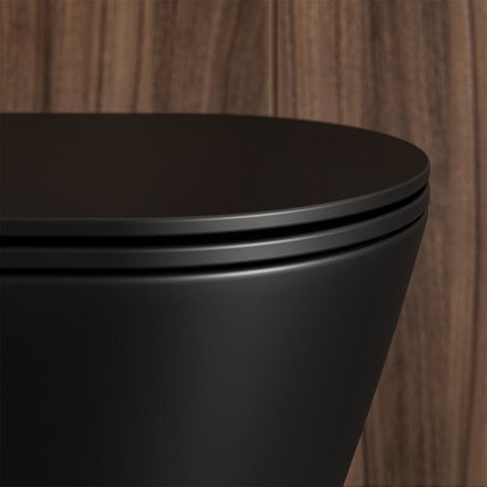 Faro Matt Black Wall Hung Rimless Toilet with Concealed Frame Cistern and Matt Black Flush Plate