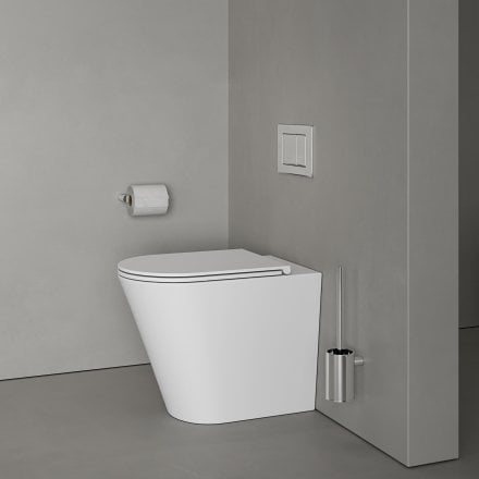 Faro Matt White Back To Wall Rimless Toilet with Concealed Cistern and Chrome Flush Plate