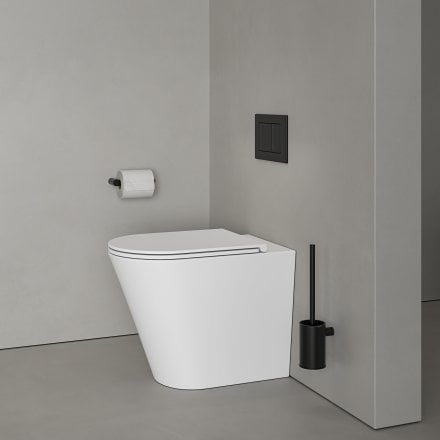 Faro Matt White Back To Wall Rimless Toilet with Concealed Cistern and Matt Black Flush Plate