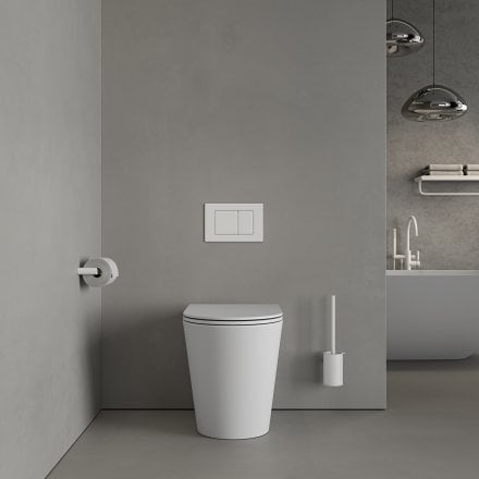 Faro Matt White Back To Wall Rimless Toilet with Concealed Cistern and Matt White Flush Plate