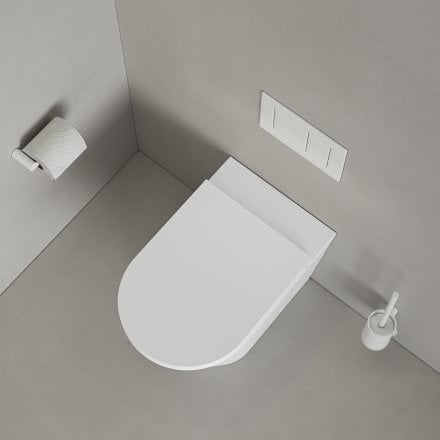Faro Matt White Back To Wall Rimless Toilet with Concealed Cistern and Matt White Flush Plate