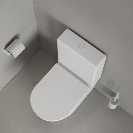 Faro Matt White Close Coupled Toilet with Matt White Push Button Flush