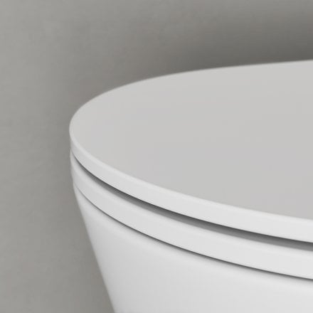 Faro Matt White Wall Hung Rimless Toilet with Concealed Frame Cistern and Brushed Gold Flush Plate