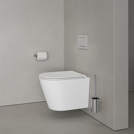 Faro Matt White Wall Hung Rimless Toilet with Concealed Frame Cistern and Chrome Flush Plate
