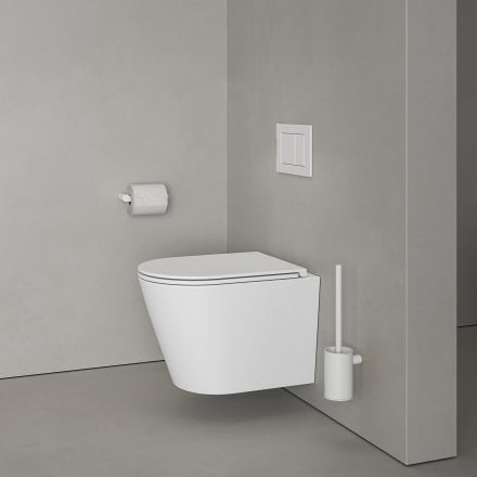 Faro Matt White Wall Hung Rimless Toilet with Concealed Frame Cistern and Matt White Flush Plate