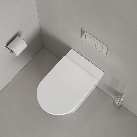 Faro Polished White Back To Wall Rimless Toilet with Concealed Cistern and Chrome Flush Plate
