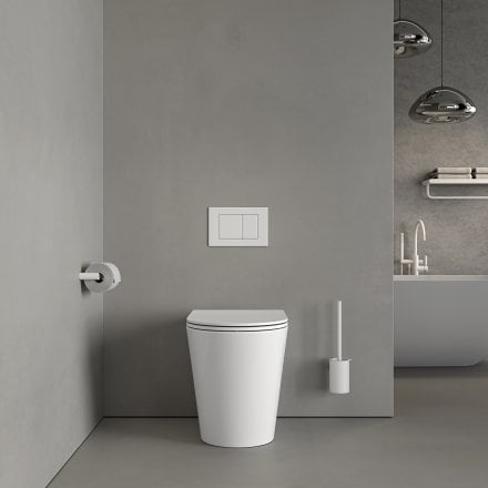 Faro Polished White Back To Wall Rimless Toilet with Concealed Cistern and Matt White Flush Plate
